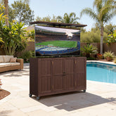AHB® Solid Wood Outdoor Motorized TV Lift Cabinet with Lockable Wheels For 32-65" TVs