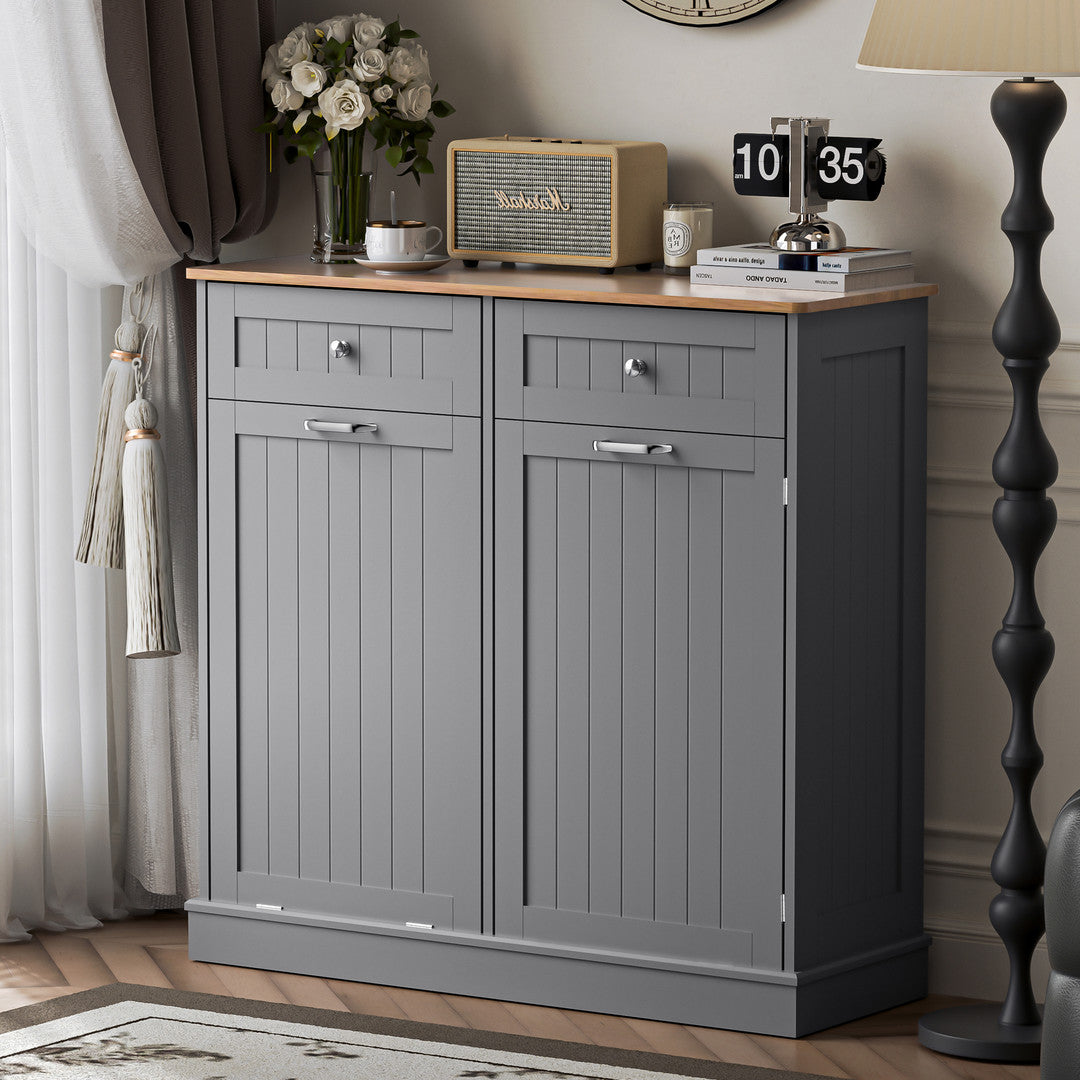 Haddockway® Single Tilt Out Trash Cabinet 13 Gallon Waste Bins Hidden Trash Bin w/ Hiddles for Kitchen