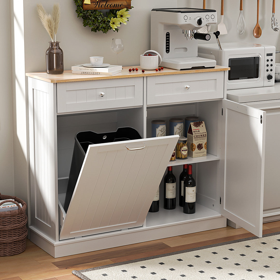 Haddockway® Single Tilt Out Trash Cabinet 13 Gallon Waste Bins Hidden Trash Bin w/ Hiddles for Kitchen