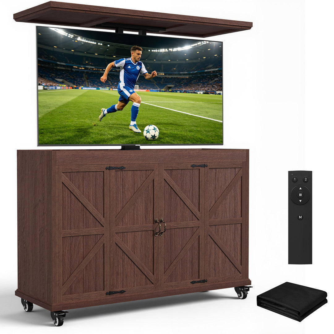 AHB Outdoor Modern Electric TV Lift Cabinet for 32–65" TVs,TV Stand | Motorized TV Lift Stand Indoor & Outdoor Use ,Outdoor Mobile TV Stand on Lockable Wheels,Weatherproof Outdoor TV Enclosure