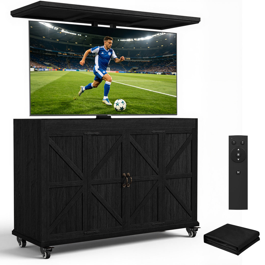 AHB Outdoor Modern Electric TV Lift Cabinet for 32–65" TVs,TV Stand | Motorized TV Lift Stand Indoor & Outdoor Use ,Outdoor Mobile TV Stand on Lockable Wheels,Weatherproof Outdoor TV Enclosure