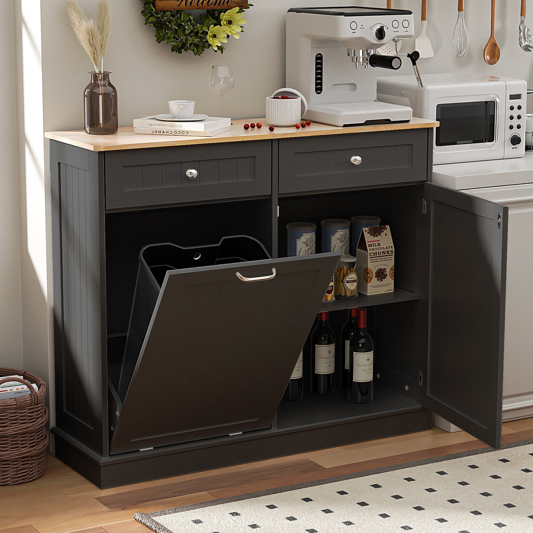 Haddockway® Single Tilt Out Trash Cabinet 13 Gallon Waste Bins Hidden Trash Bin w/ Hiddles for Kitchen