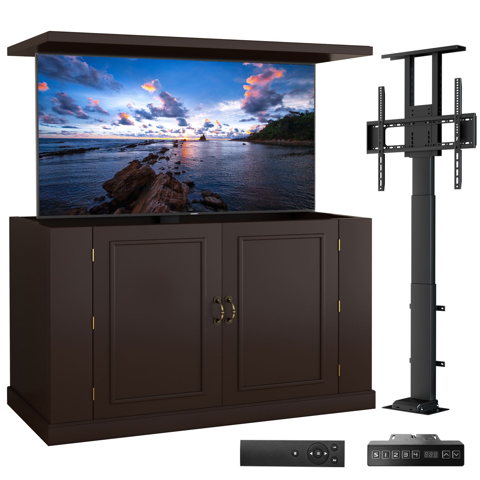 AHB® Indoor TV Stand with Motorized Vertical Stand Lift