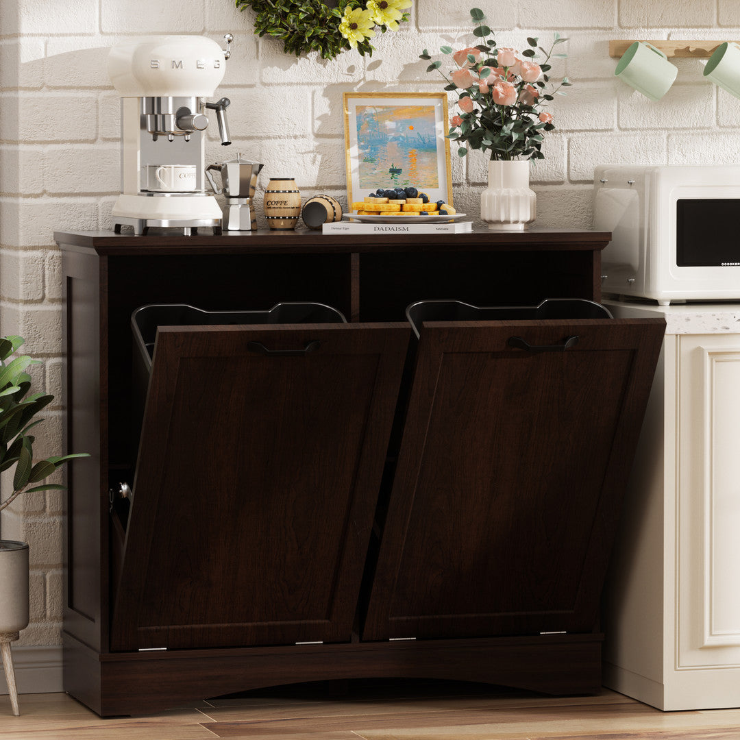 Haddockway® 20 Gallon Tilt Out Trash Cabinet, Freestanding Kitchen Trash Cabinet without Drawer