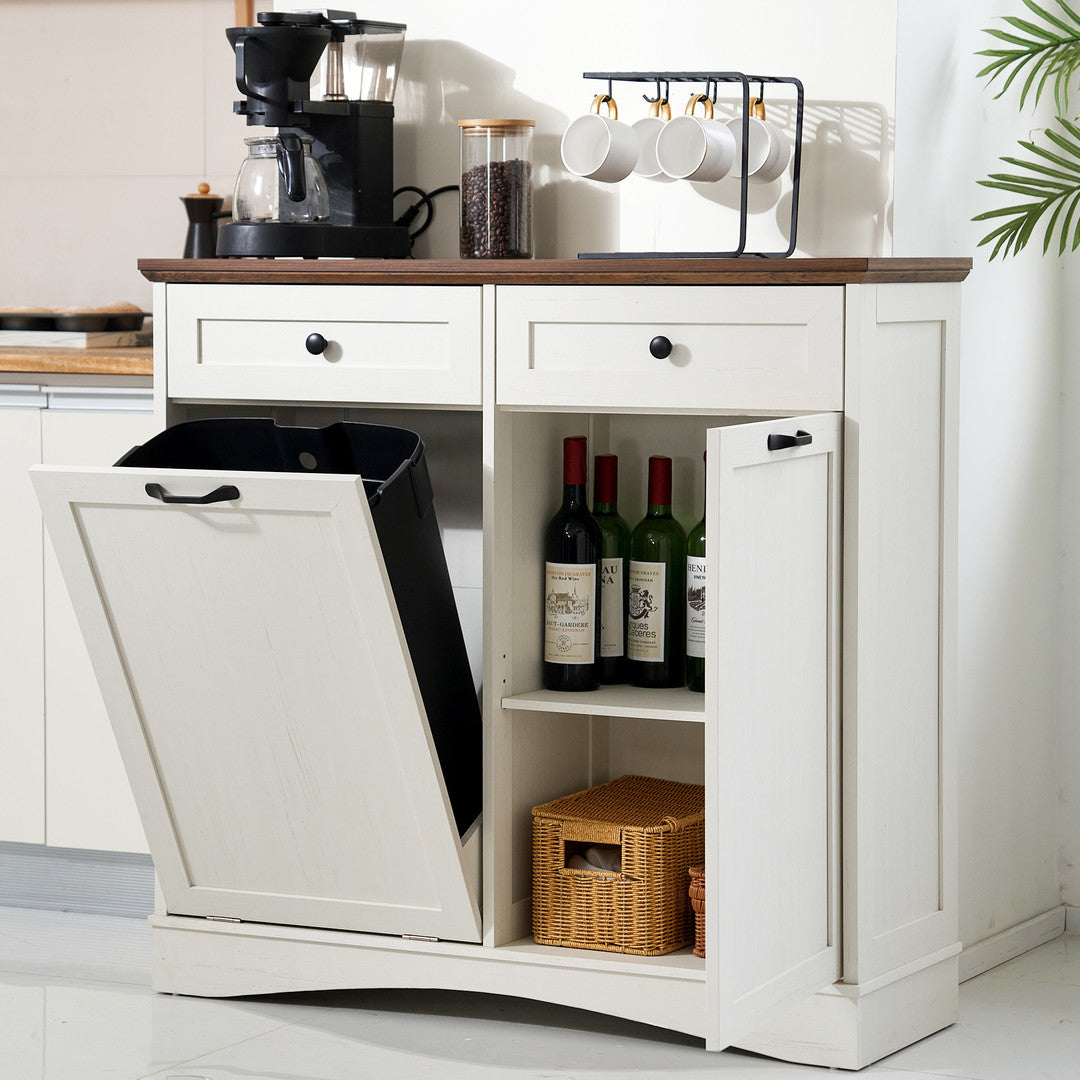 Haddockway® Single Tilt Out Trash Cabinet 13 Gallon Waste Bins Hidden Trash Bin w/ Hiddles for Kitchen