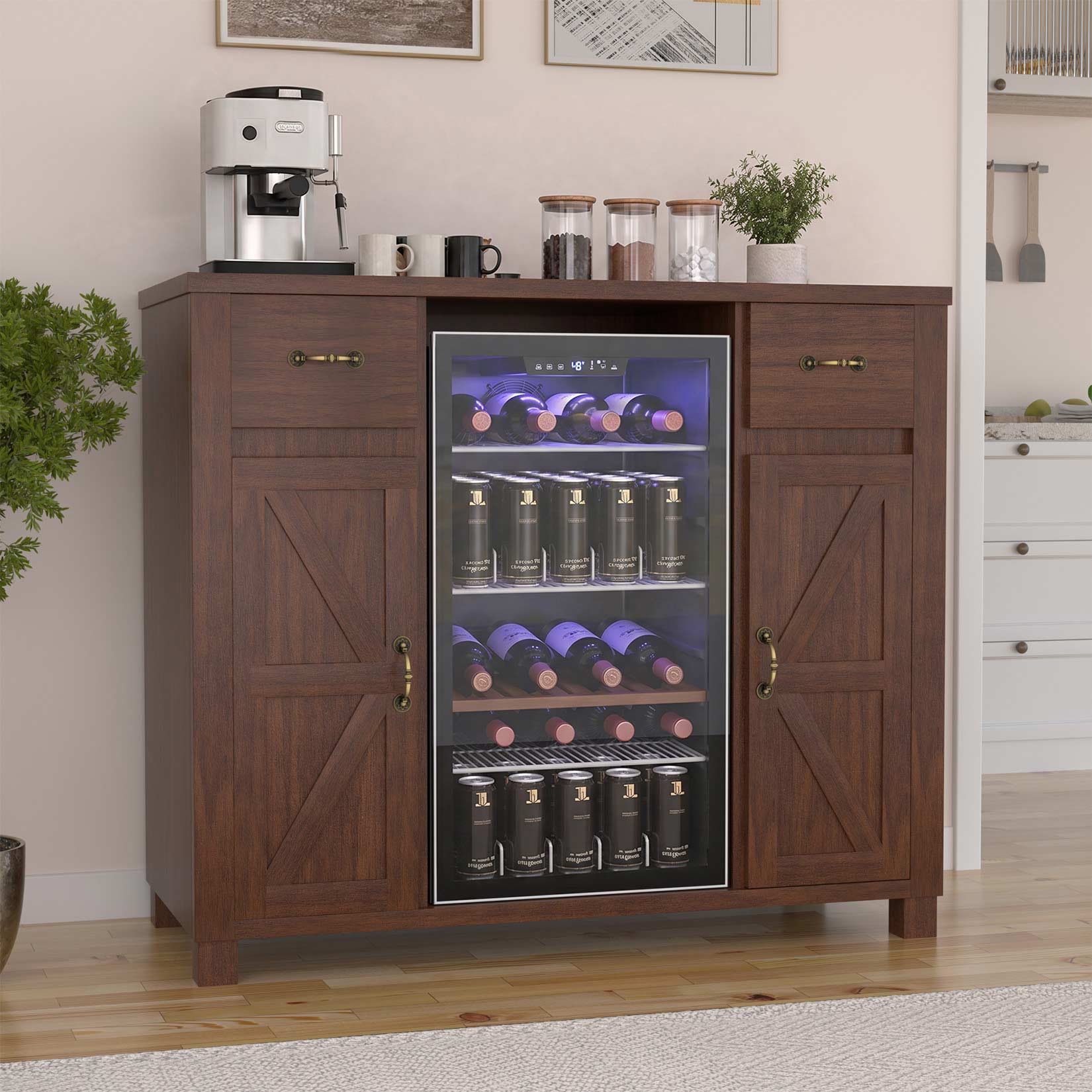AHB® Solid Wood Mini Fridge Cabinet for Refrigerator/Cooler