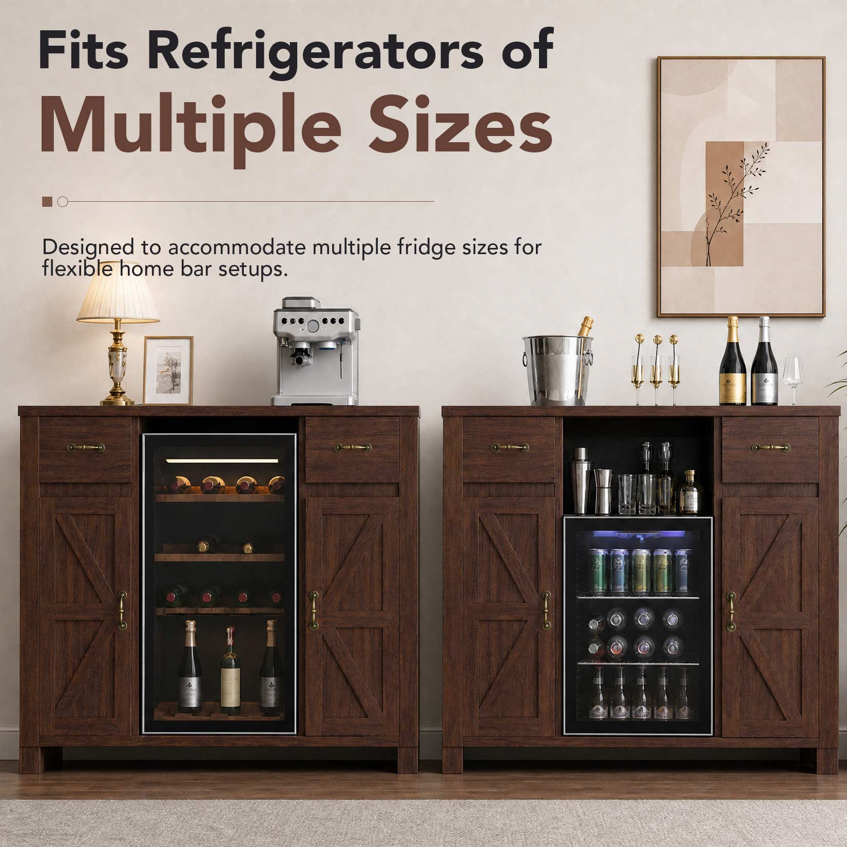 AHB® Solid Wood Mini Fridge Cabinet for Refrigerator/Cooler