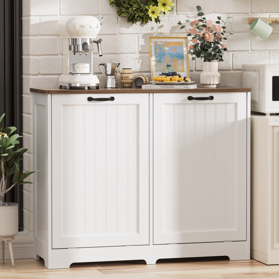 Haddockway® 20 Gallon Tilt Out Trash Cabinet, Freestanding Kitchen Trash Cabinet without Drawer