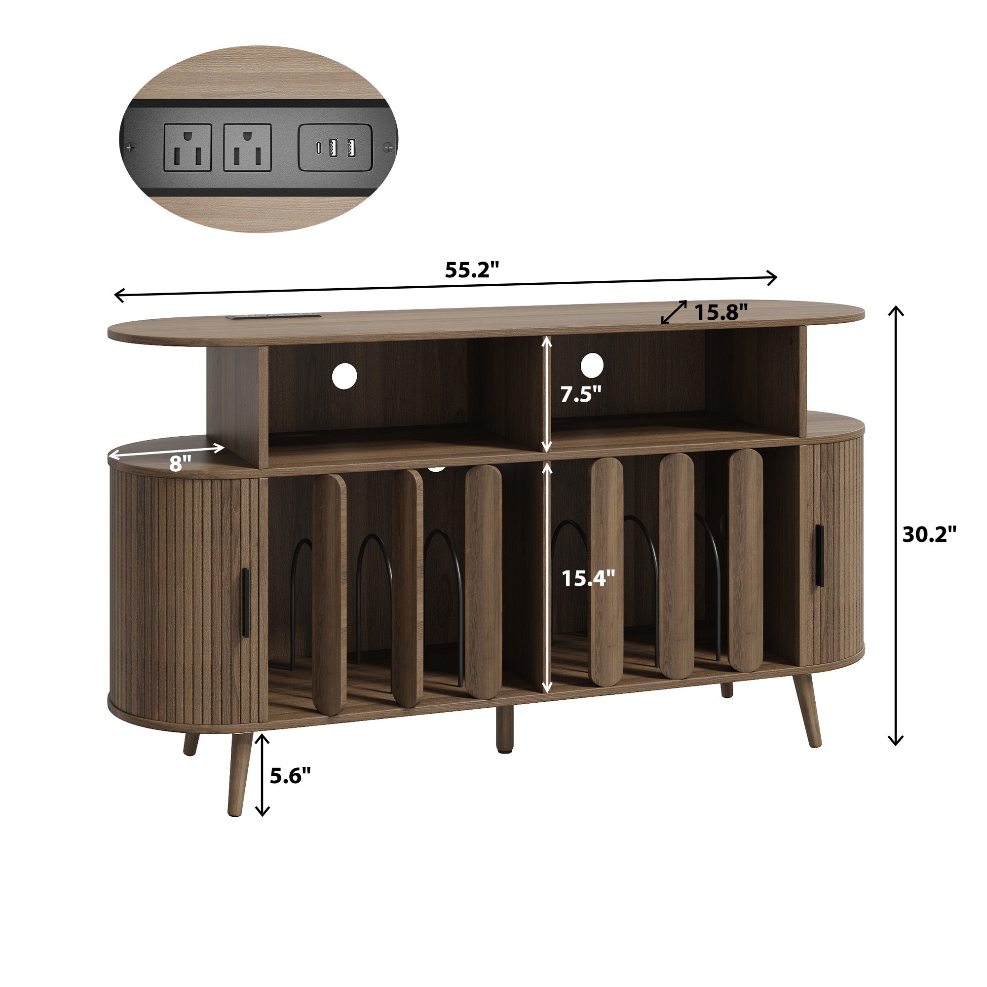 Record Player Stand with Vinyl Storage, Record Player Table