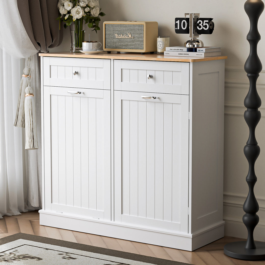 Haddockway® Single Tilt Out Trash Cabinet 13 Gallon Waste Bins Hidden Trash Bin w/ Hiddles for Kitchen