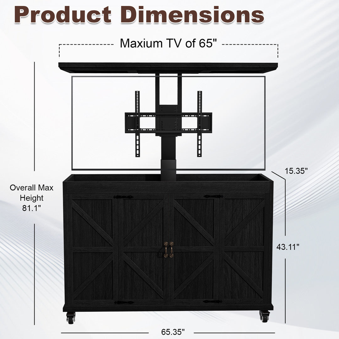 AHB Outdoor Modern Electric TV Lift Cabinet for 32–65" TVs,TV Stand | Motorized TV Lift Stand Indoor & Outdoor Use ,Outdoor Mobile TV Stand on Lockable Wheels,Weatherproof Outdoor TV Enclosure