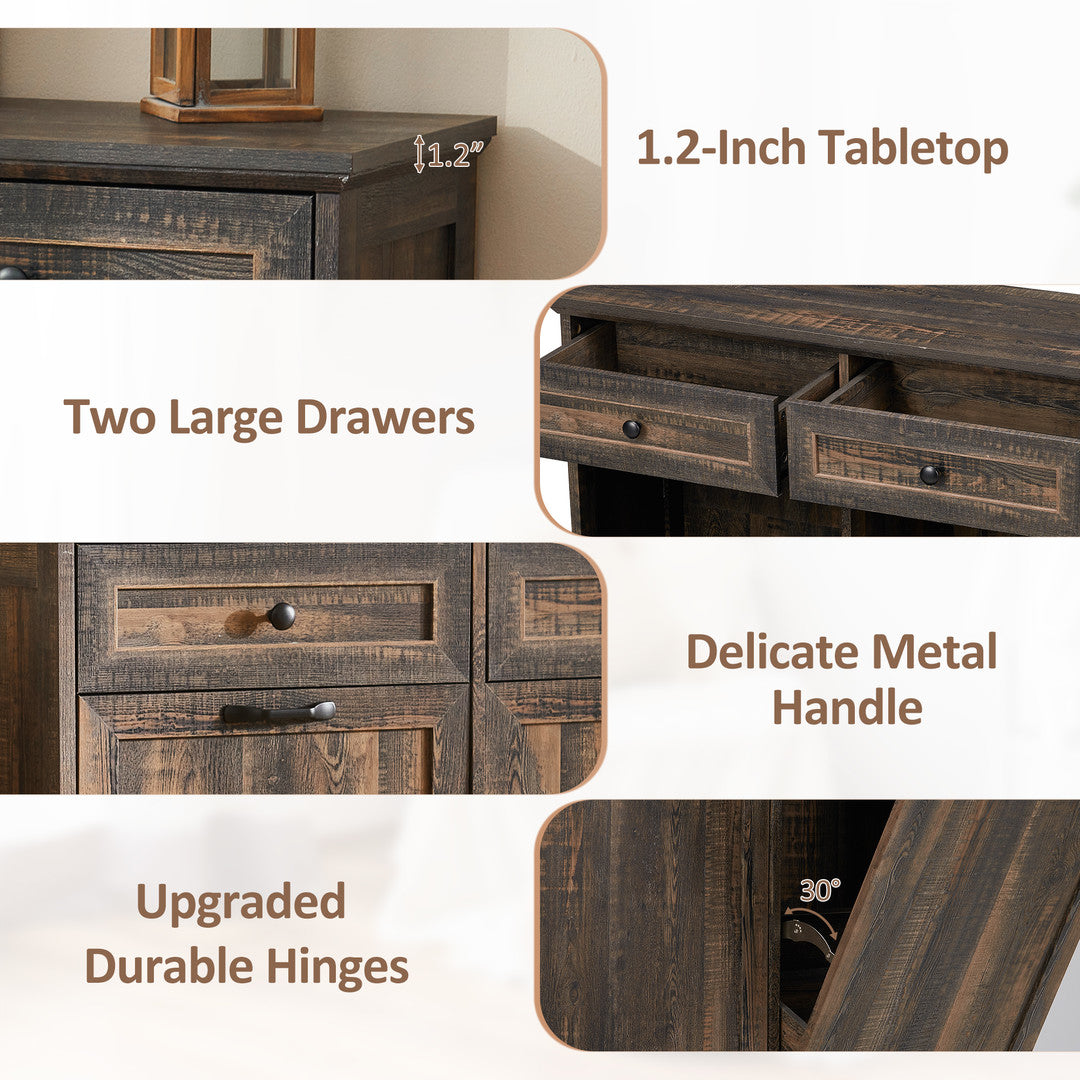 AHB® Double Tilt Out Trash Cabinet, 26 Gallon Trash Can Cabinet with Drawers & Handles for Kitchen