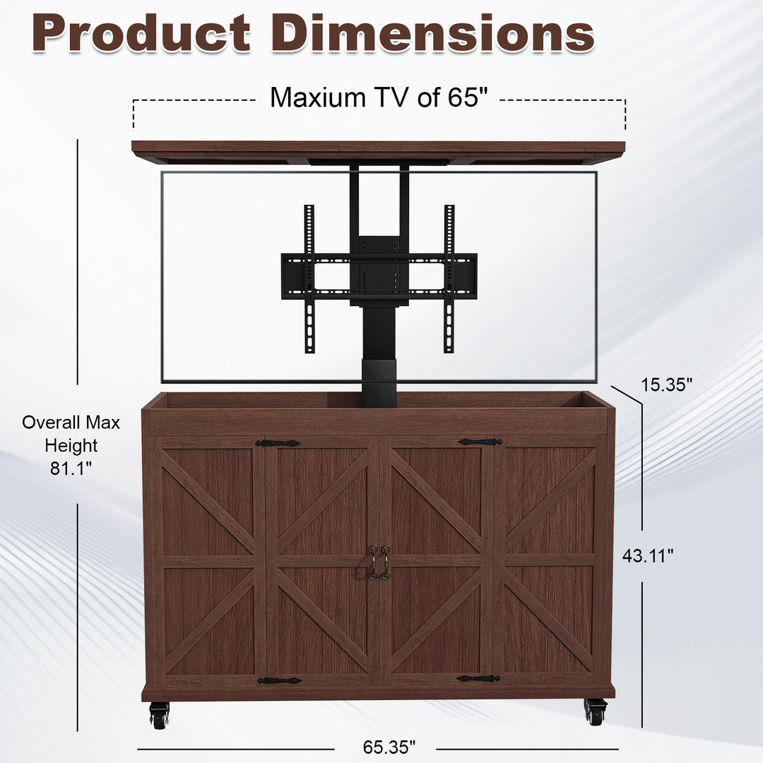 AHB Outdoor Modern Electric TV Lift Cabinet for 32–65" TVs,TV Stand | Motorized TV Lift Stand Indoor & Outdoor Use ,Outdoor Mobile TV Stand on Lockable Wheels,Weatherproof Outdoor TV Enclosure