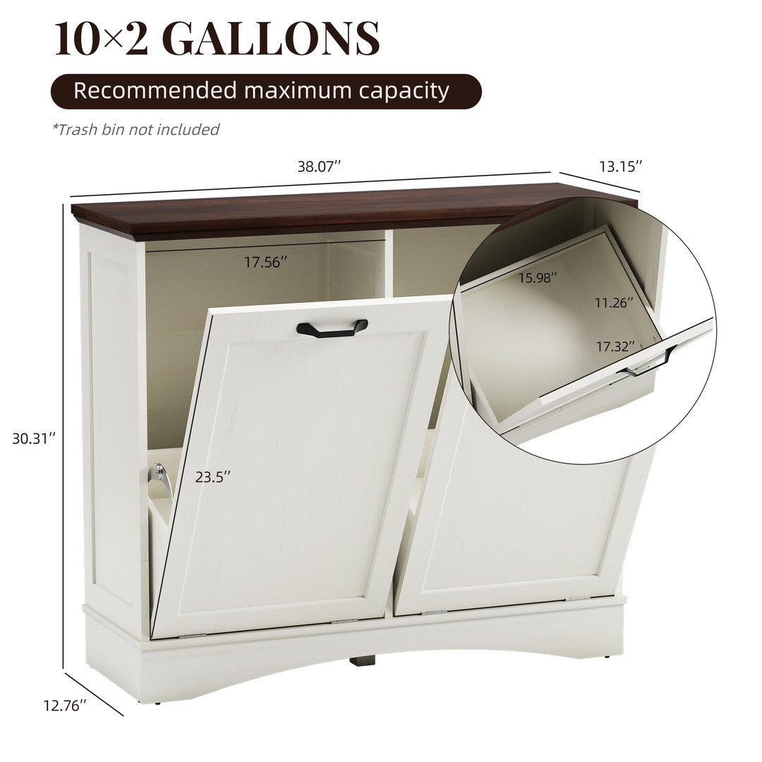 Haddockway® 20 Gallon Tilt Out Trash Cabinet, Freestanding Kitchen Trash Cabinet without Drawer