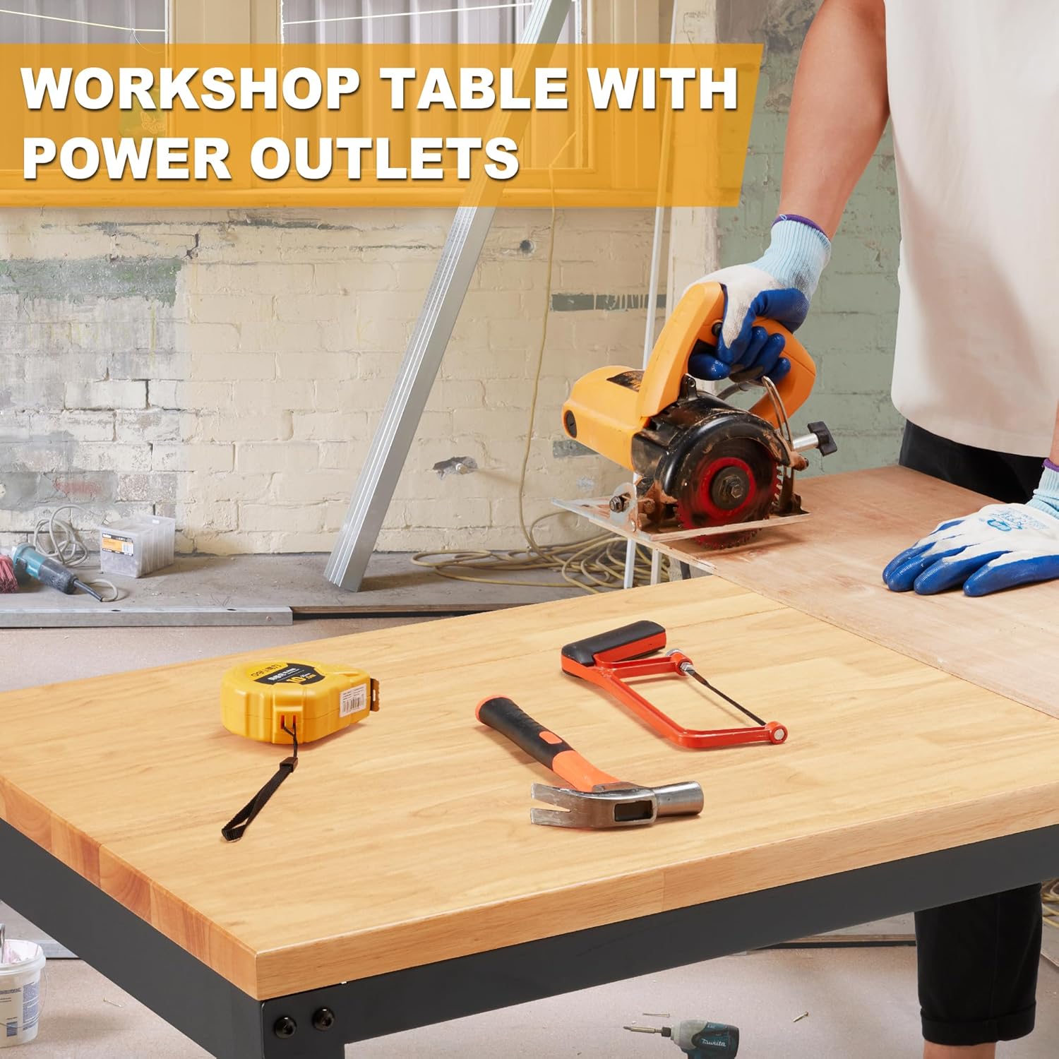 AHB® Adjustable Workbench，Heavy Duty Wood Work Bench 2000 Lbs Load Capacity