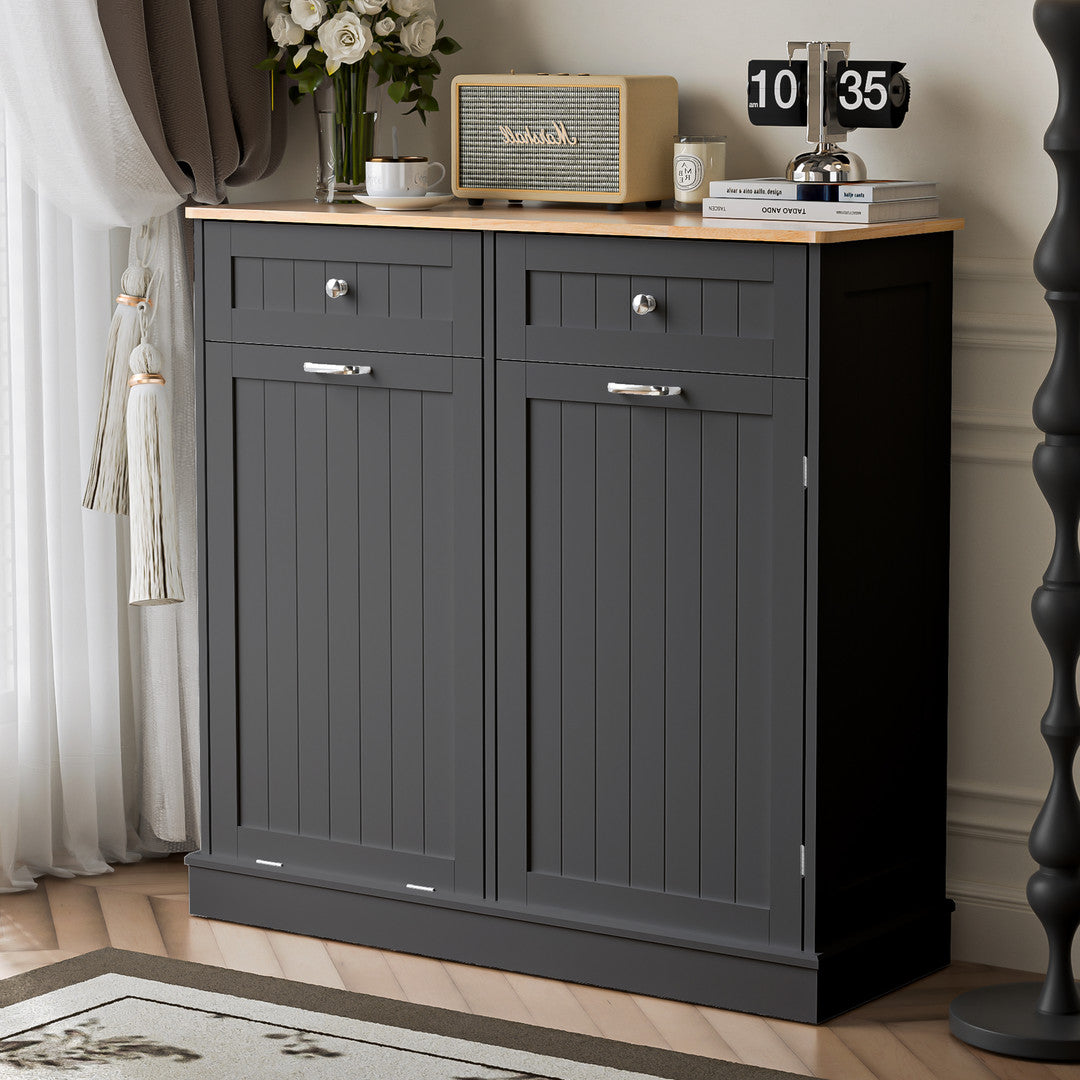 Haddockway® Single Tilt Out Trash Cabinet 13 Gallon Waste Bins Hidden Trash Bin w/ Hiddles for Kitchen