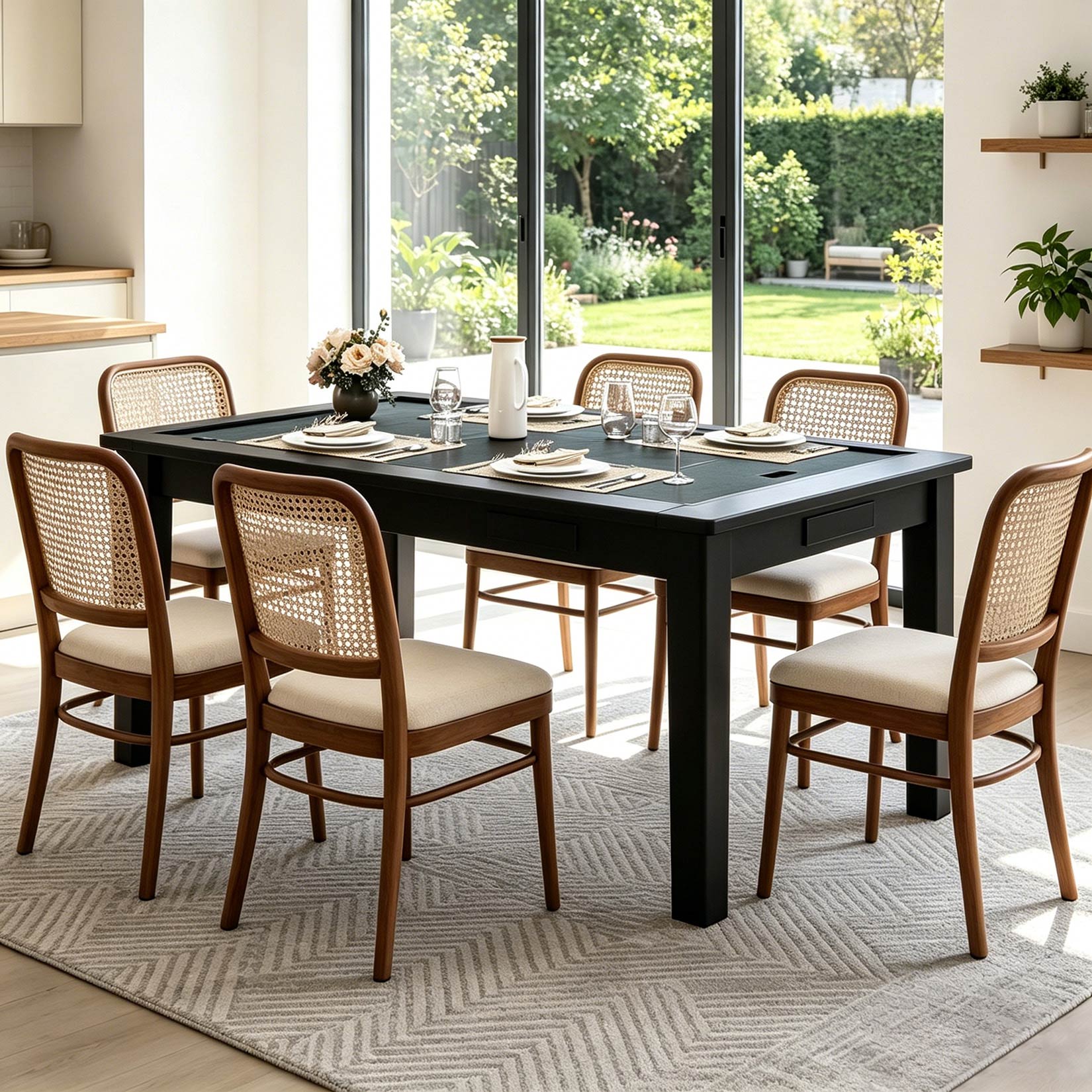 AHB® Solid Wood Board Game Table for 4-6 with Led Light