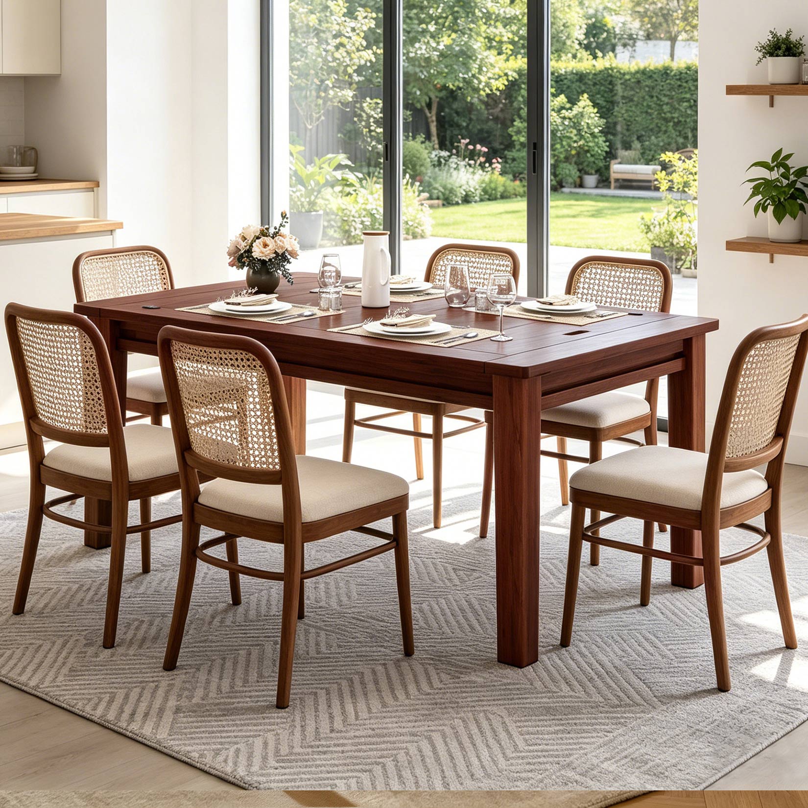 AHB® Solid Wood Board Game Table for 4-6 with Led Light