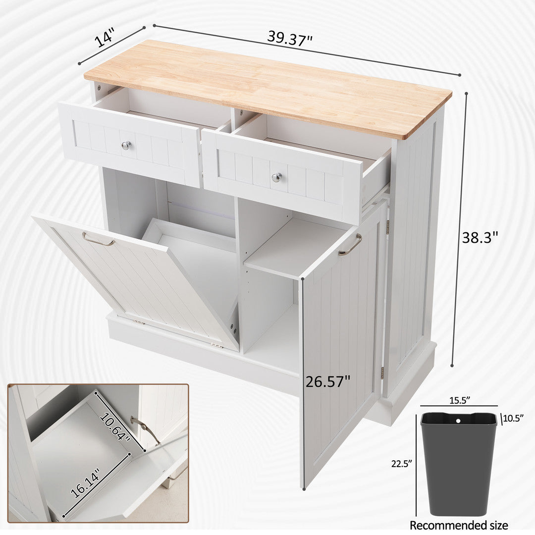 Haddockway® Single Tilt Out Trash Cabinet 13 Gallon Waste Bins Hidden Trash Bin w/ Hiddles for Kitchen