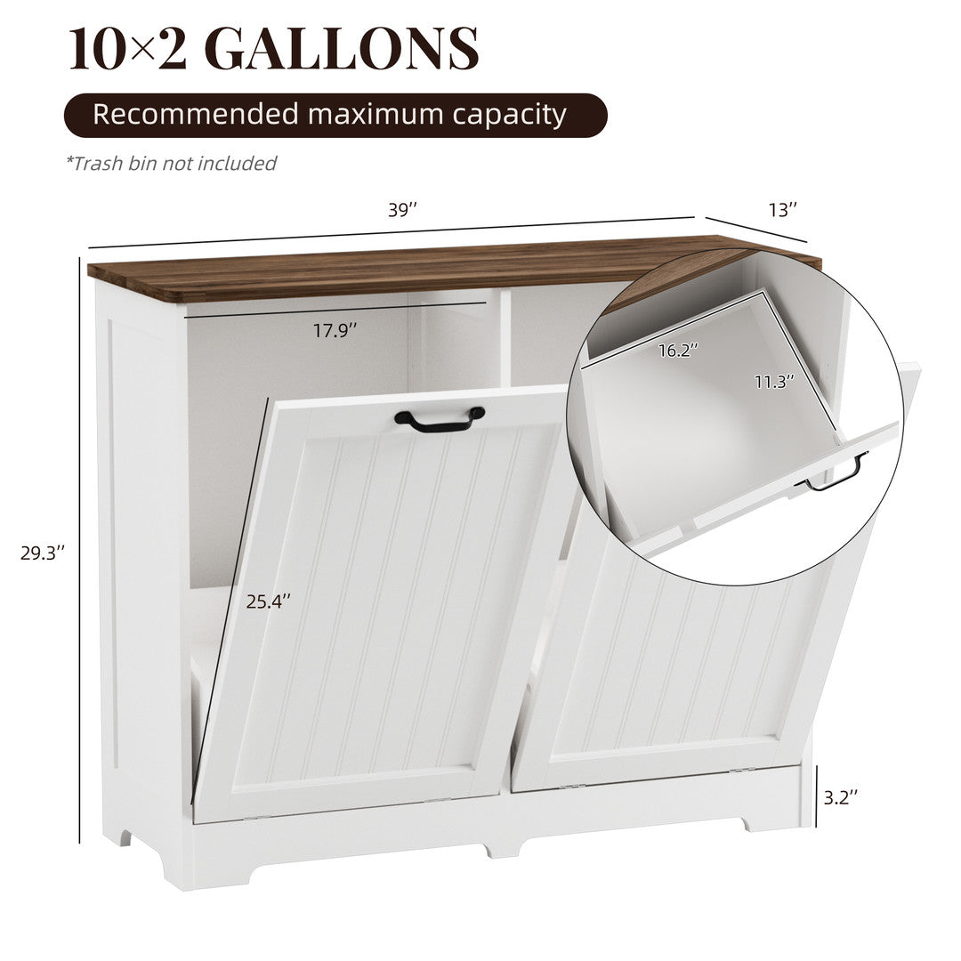 Haddockway® 20 Gallon Tilt Out Trash Cabinet, Freestanding Kitchen Trash Cabinet without Drawer