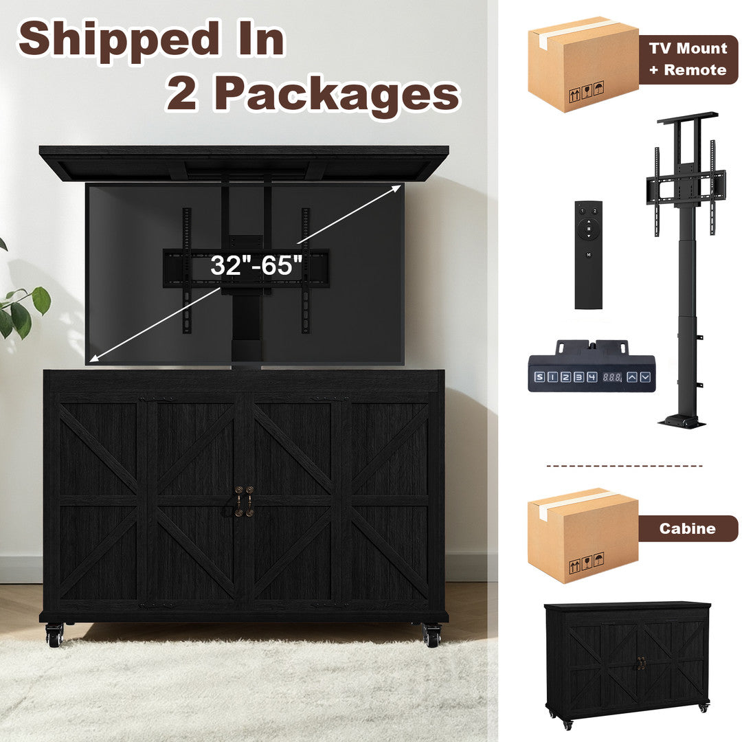 AHB Outdoor Modern Electric TV Lift Cabinet for 32–65" TVs,TV Stand | Motorized TV Lift Stand Indoor & Outdoor Use ,Outdoor Mobile TV Stand on Lockable Wheels,Weatherproof Outdoor TV Enclosure