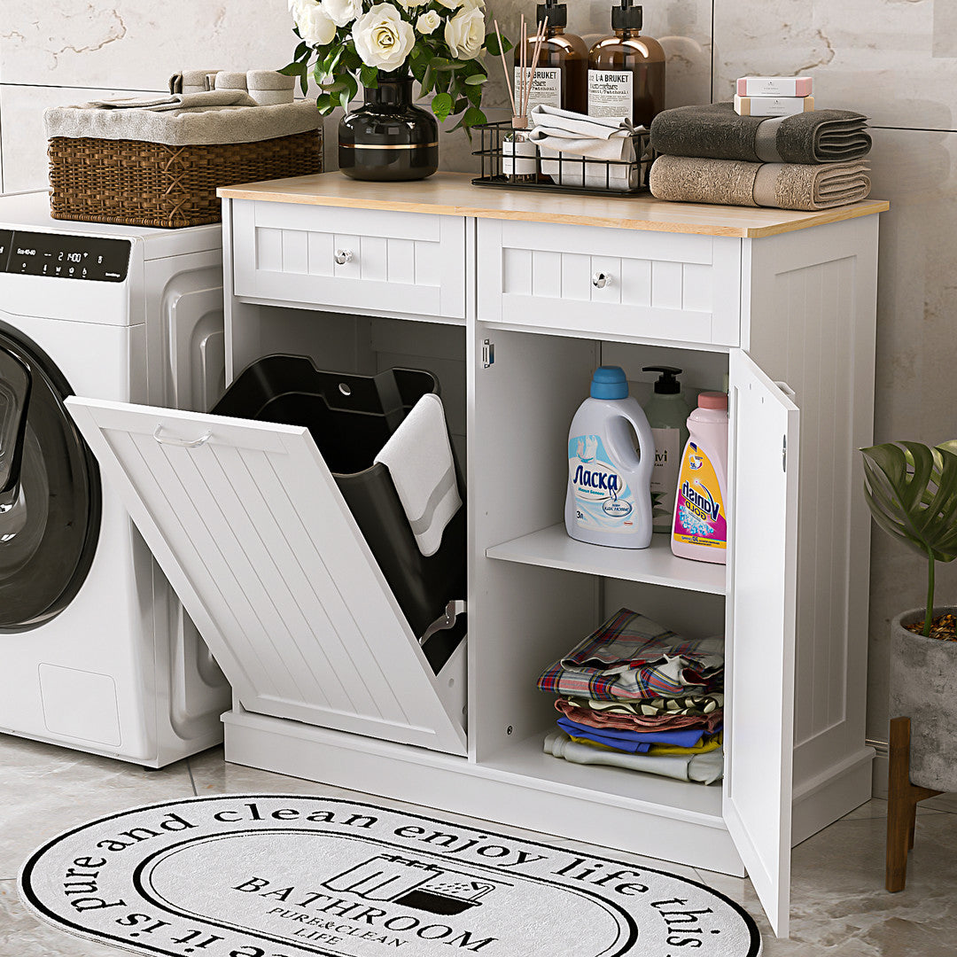 Haddockway® Single Tilt Out Trash Cabinet 13 Gallon Waste Bins Hidden Trash Bin w/ Hiddles for Kitchen