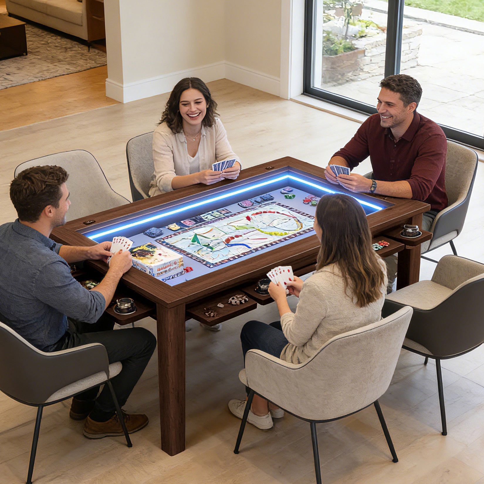 AHB® Board Game Table for 4-6 with Led Light