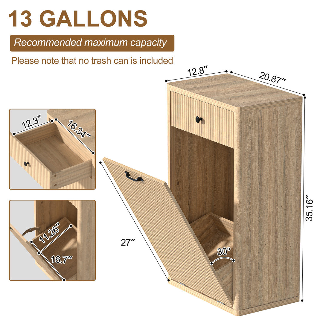 Haddockway® 13 Gallon Tilt Out Trash Cabinet, Freestanding Kitchen Trash Cabinet