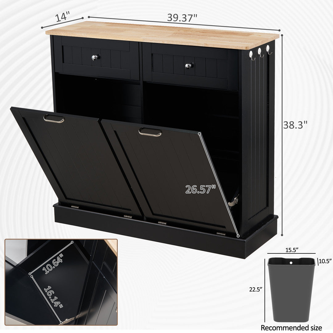 AHB® Double Tilt Out Trash Cabinet, 26 Gallon Trash Can Cabinet with Drawers & Handles for Kitchen