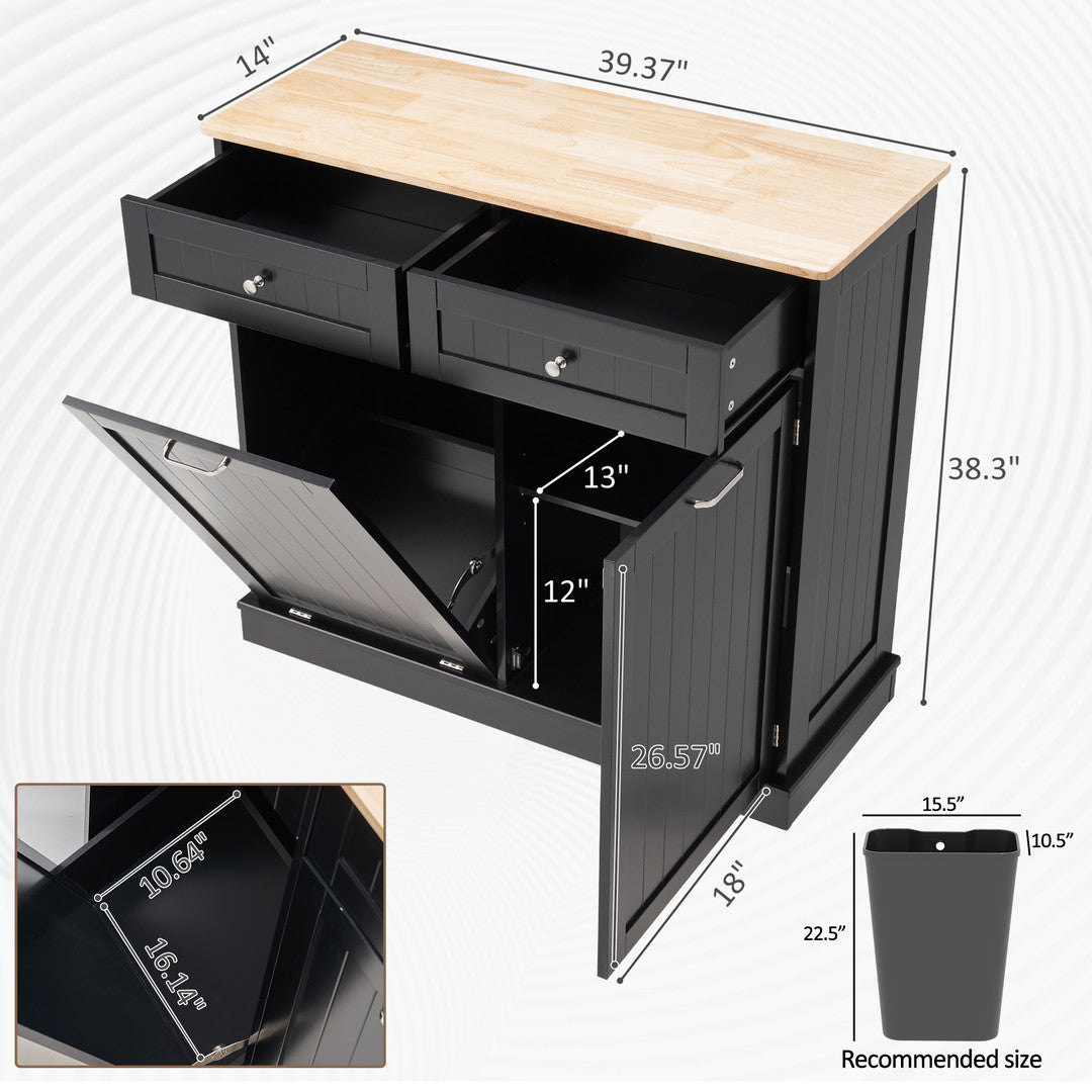 Haddockway® Single Tilt Out Trash Cabinet 13 Gallon Waste Bins Hidden Trash Bin w/ Hiddles for Kitchen