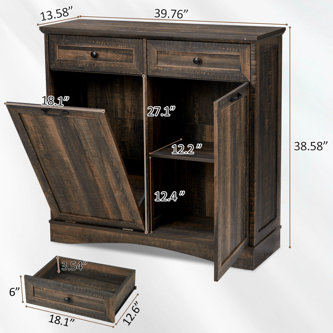 Haddockway® Single Tilt Out Trash Cabinet 13 Gallon Waste Bins Hidden Trash Bin w/ Hiddles for Kitchen