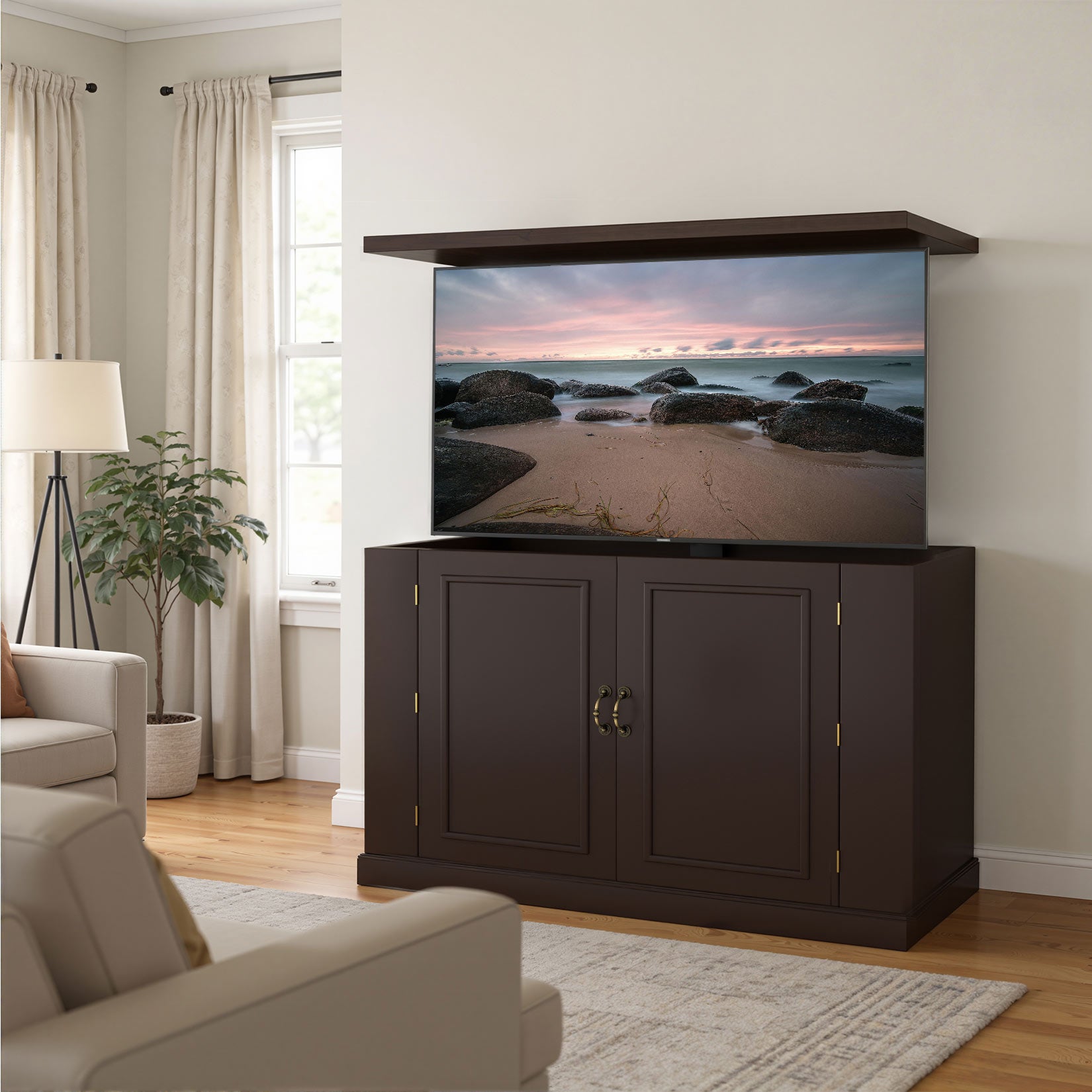 AHB® Indoor TV Stand with Motorized Vertical Stand Lift
