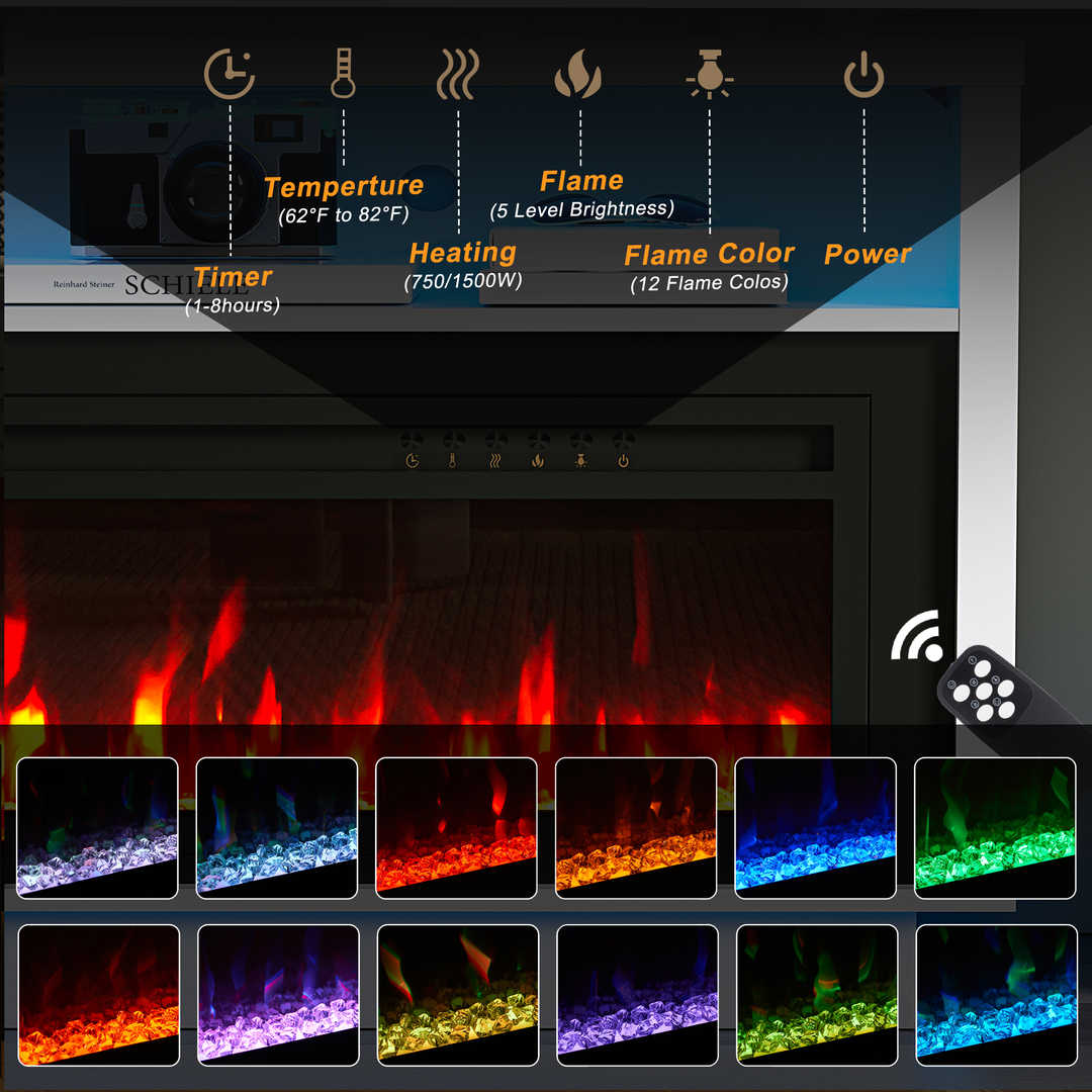 Fireplace TV Stand with LED Lights and Storage Cabinet