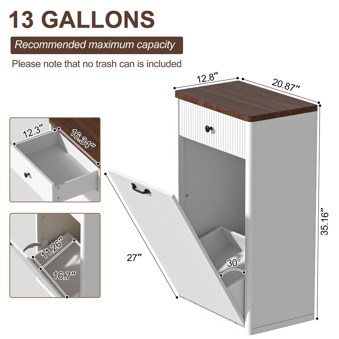 Haddockway® 13 Gallon Tilt Out Trash Cabinet, Freestanding Kitchen Trash Cabinet