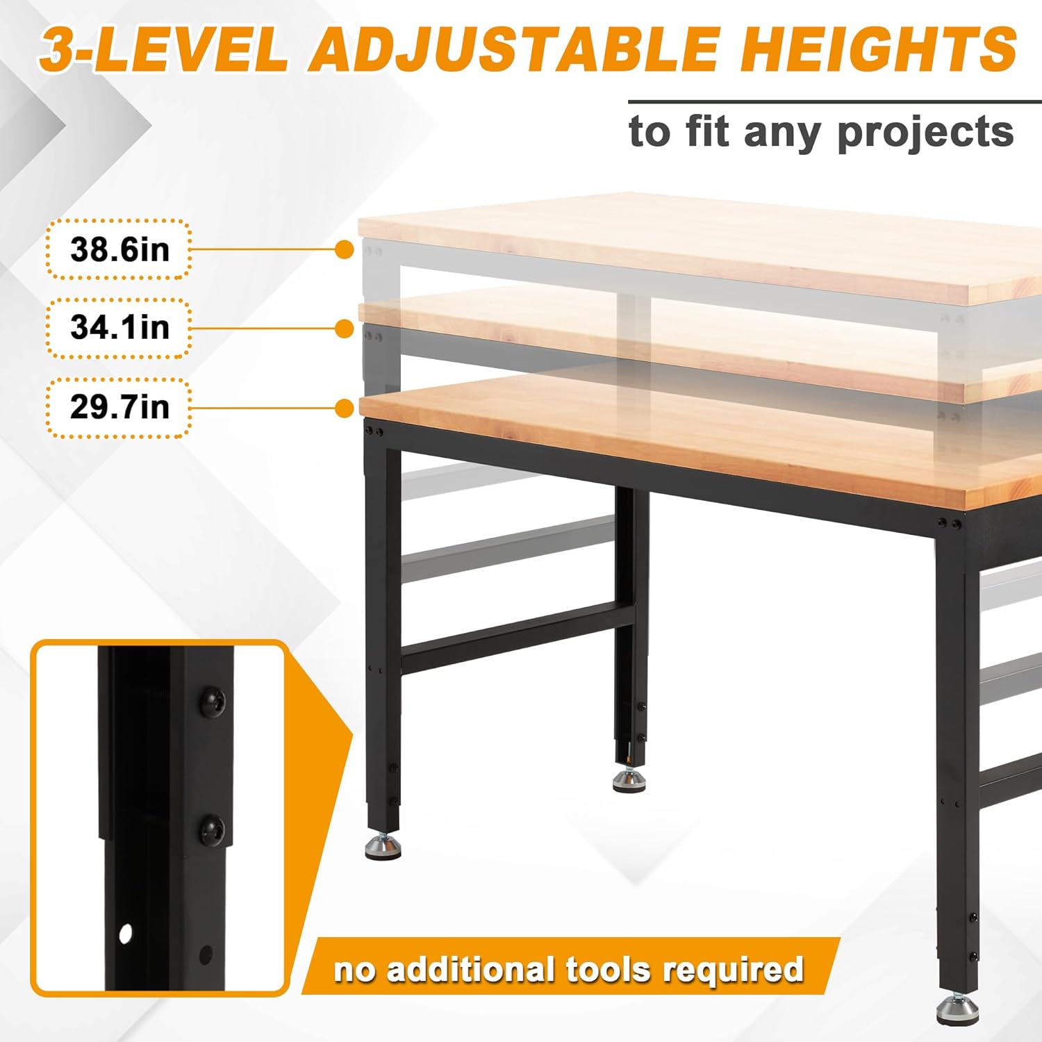 AHB® Adjustable Workbench，Heavy Duty Wood Work Bench 2000 Lbs Load Capacity