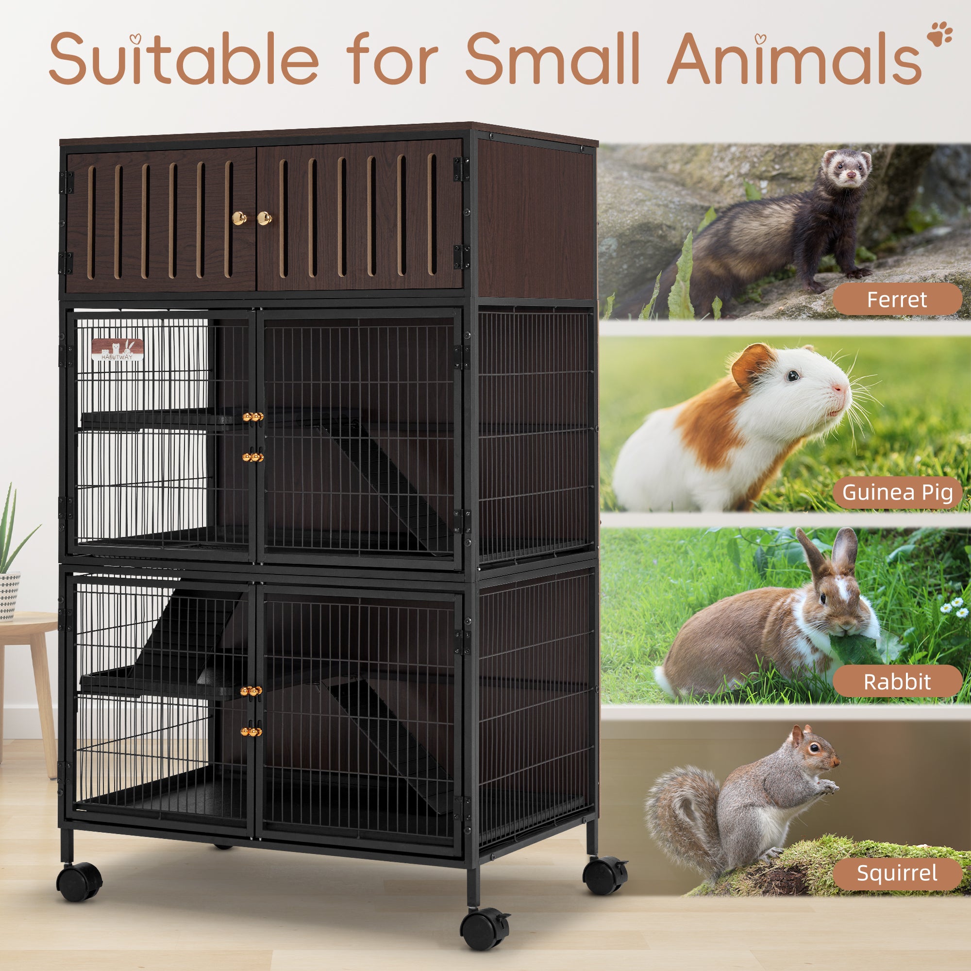 50"H Metal Large Ferret Cage with Removable Ramps, Double Door