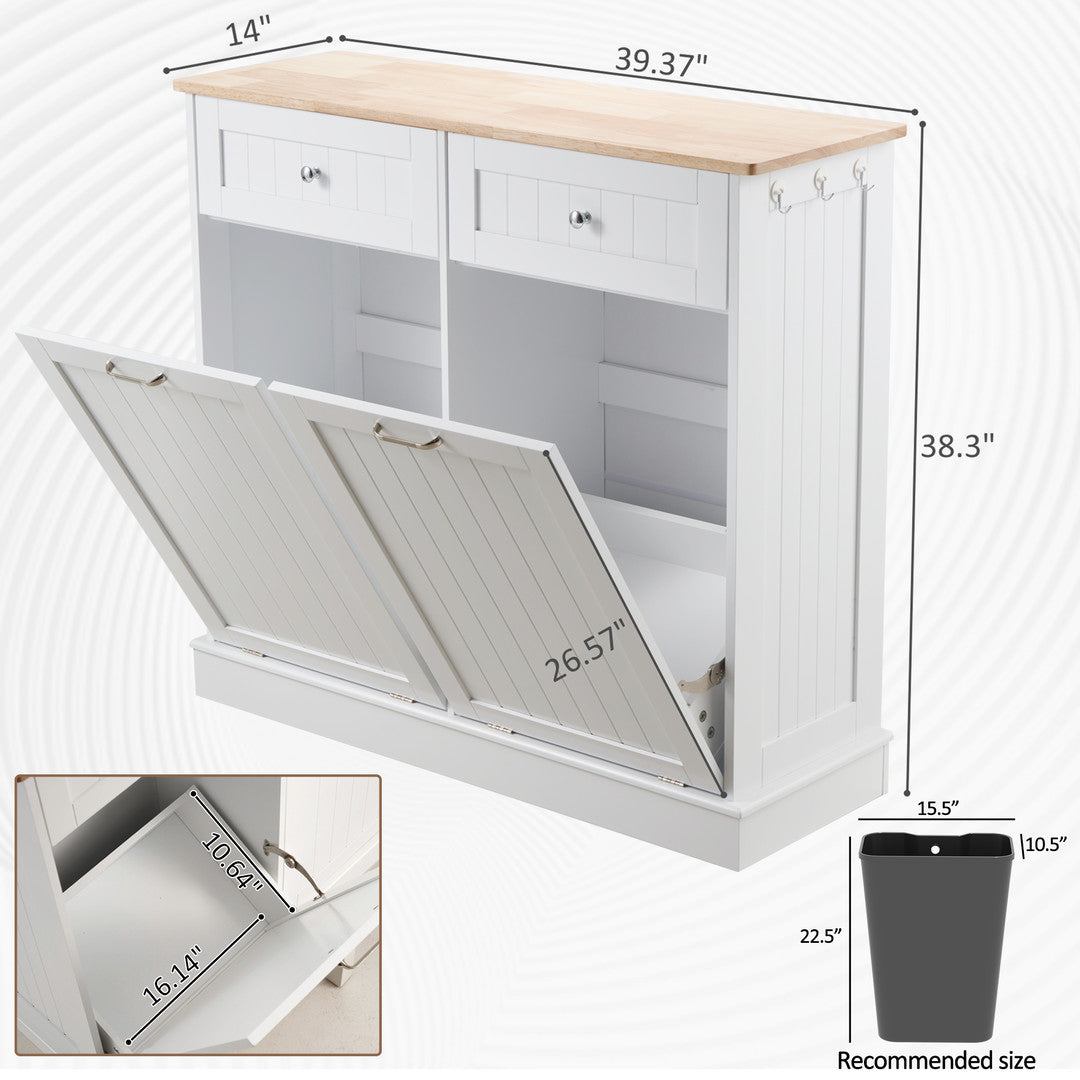 AHB® Double Tilt Out Trash Cabinet, 26 Gallon Trash Can Cabinet with Drawers & Handles for Kitchen