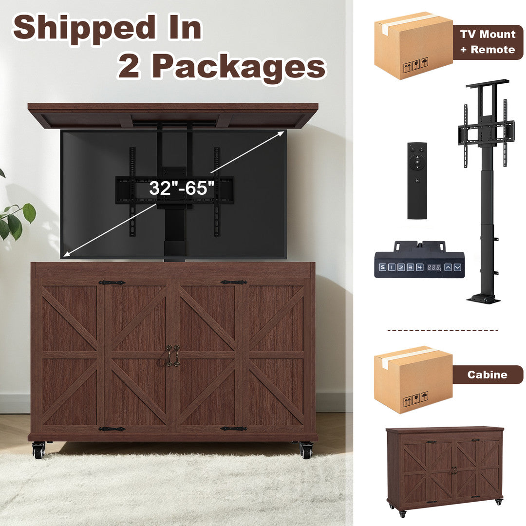 AHB Outdoor Modern Electric TV Lift Cabinet for 32–65" TVs,TV Stand | Motorized TV Lift Stand Indoor & Outdoor Use ,Outdoor Mobile TV Stand on Lockable Wheels,Weatherproof Outdoor TV Enclosure