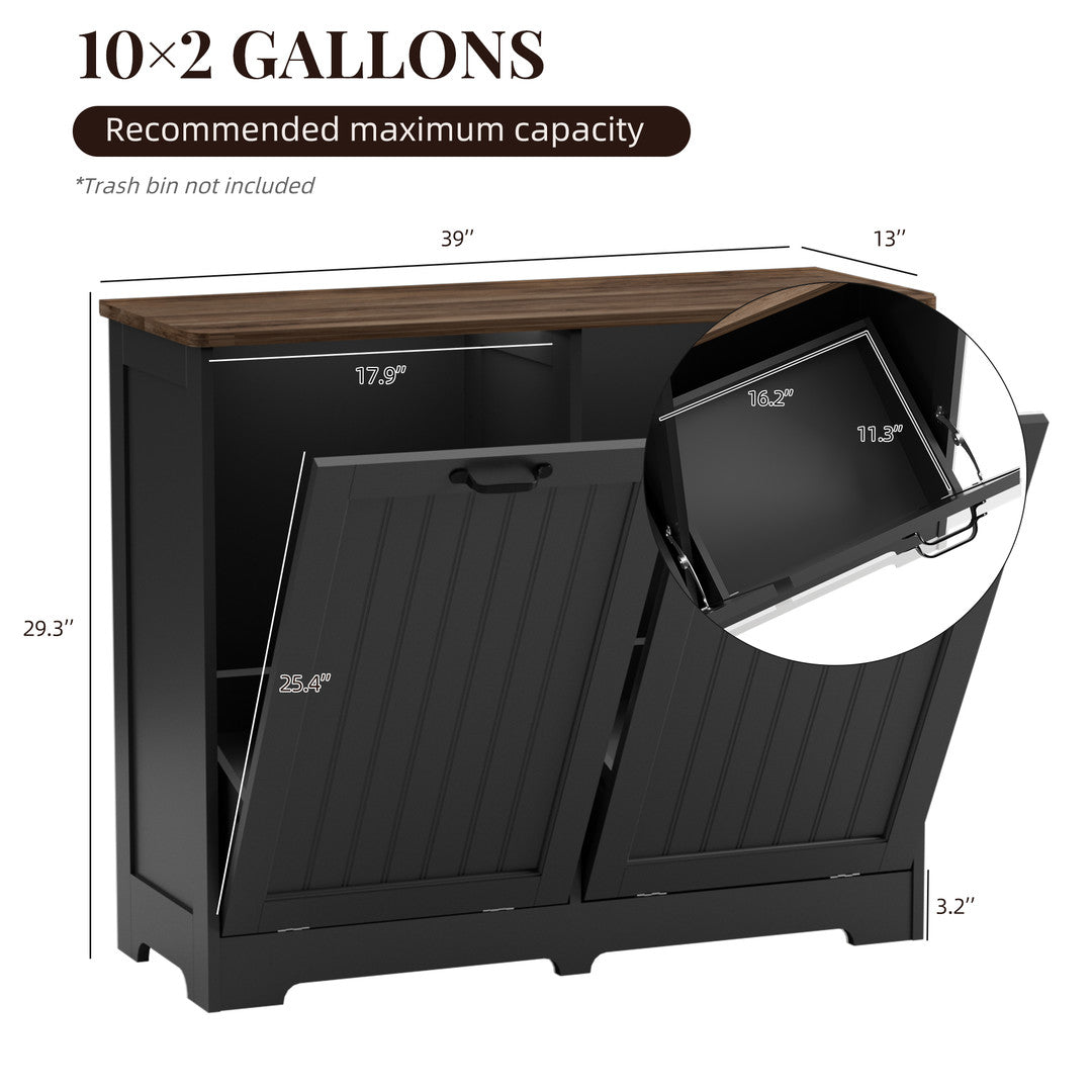 Haddockway® 20 Gallon Tilt Out Trash Cabinet, Freestanding Kitchen Trash Cabinet without Drawer