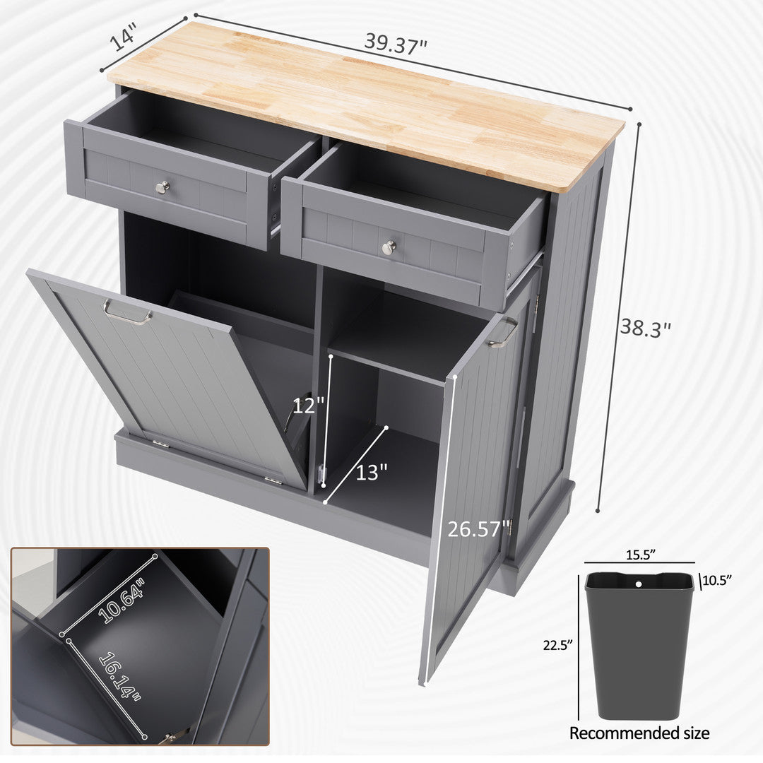 Haddockway® Single Tilt Out Trash Cabinet 13 Gallon Waste Bins Hidden Trash Bin w/ Hiddles for Kitchen