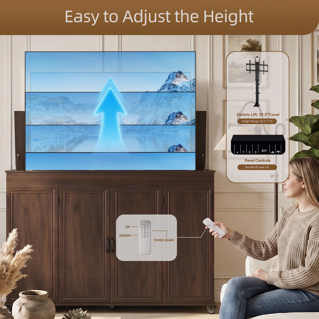 AHB® 32-65 Inch Motorized TV Lift Cabinet with Remote Control, 132 lb Capacity