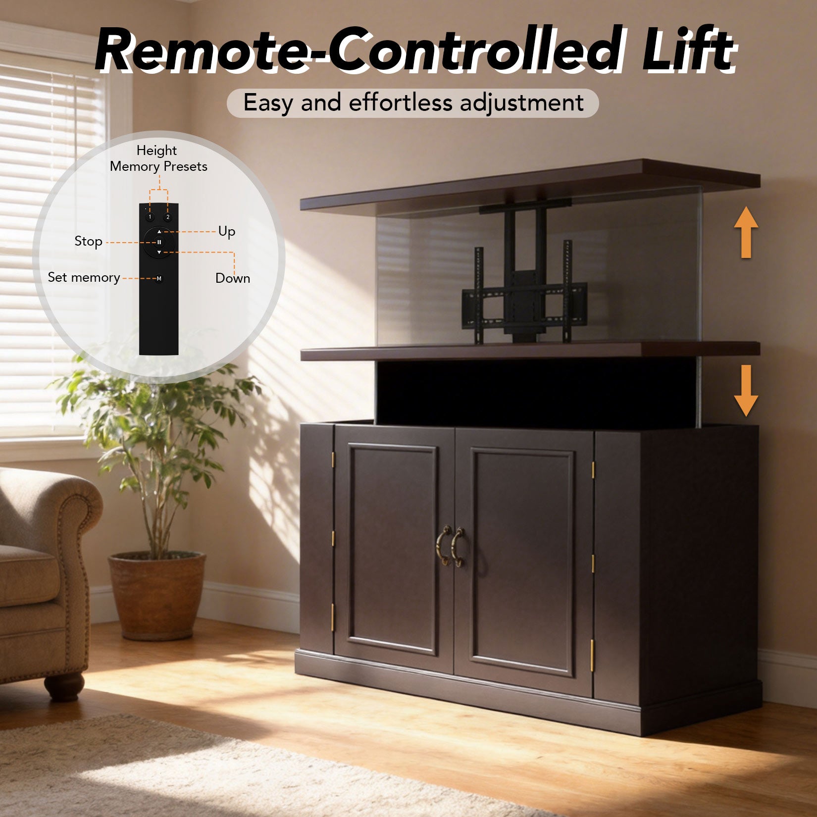 AHB® Indoor TV Stand with Motorized Vertical Stand Lift