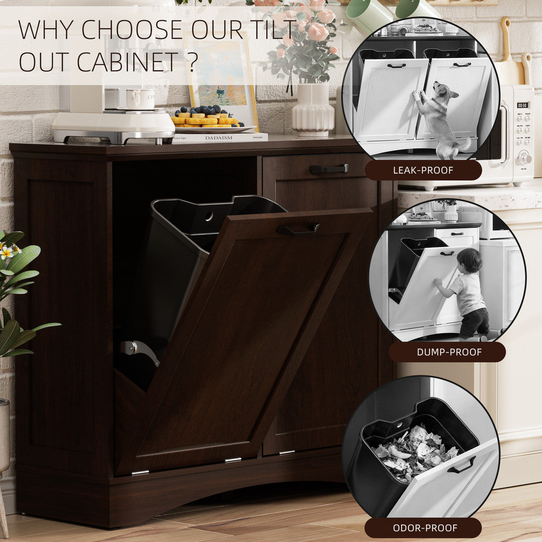 Haddockway® 20 Gallon Tilt Out Trash Cabinet, Freestanding Kitchen Trash Cabinet without Drawer