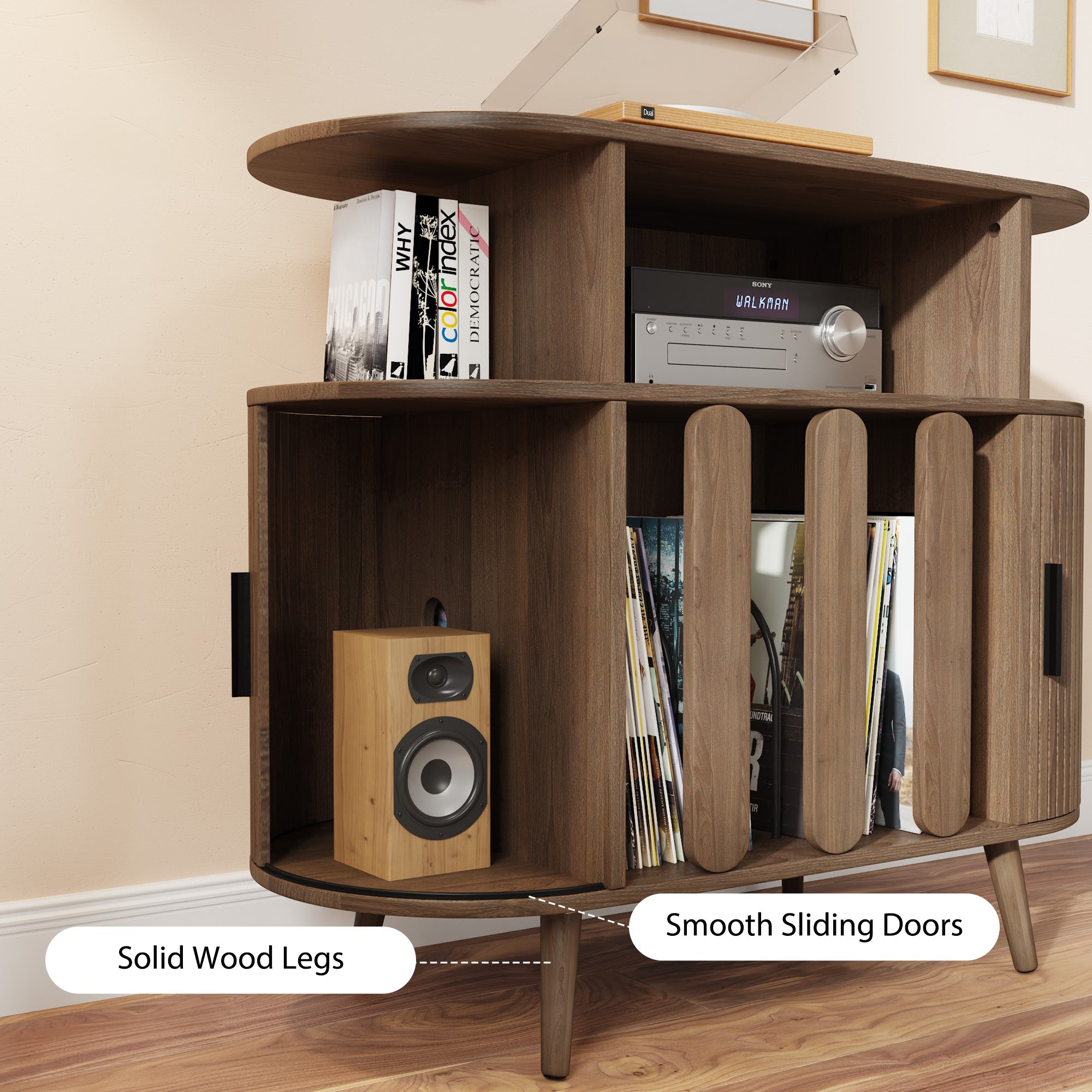 Record Player Stand with Vinyl Storage, Record Player Table