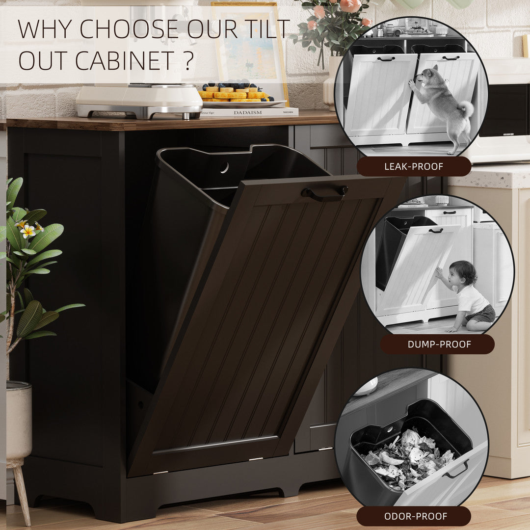 Haddockway® 20 Gallon Tilt Out Trash Cabinet, Freestanding Kitchen Trash Cabinet without Drawer