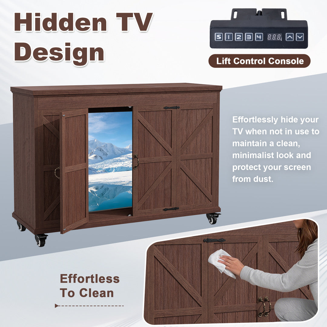 AHB Outdoor Modern Electric TV Lift Cabinet for 32–65" TVs,TV Stand | Motorized TV Lift Stand Indoor & Outdoor Use ,Outdoor Mobile TV Stand on Lockable Wheels,Weatherproof Outdoor TV Enclosure