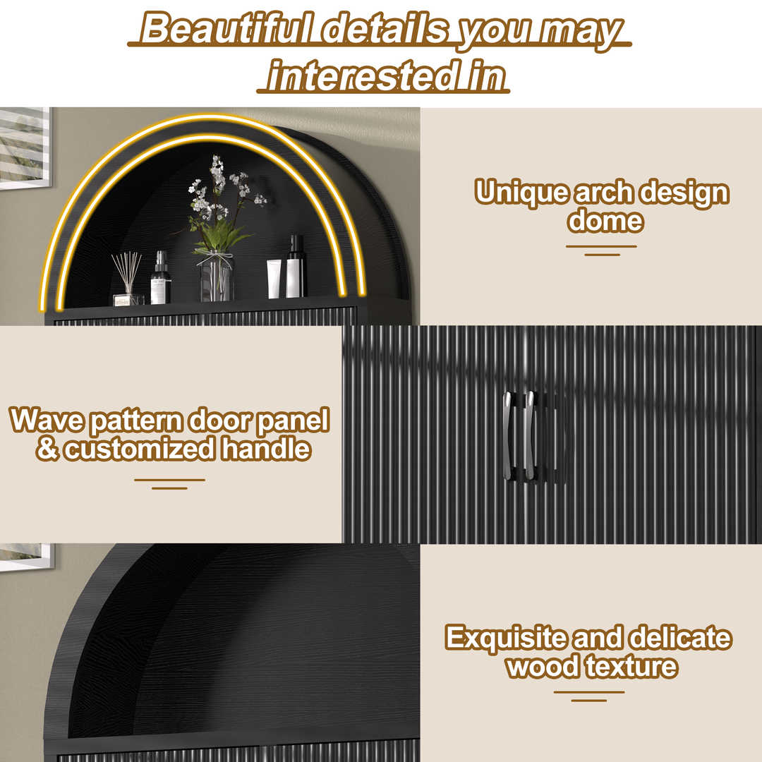 Over The Toilet Storage Cabinet with Wood Grain Doors and Arc Design