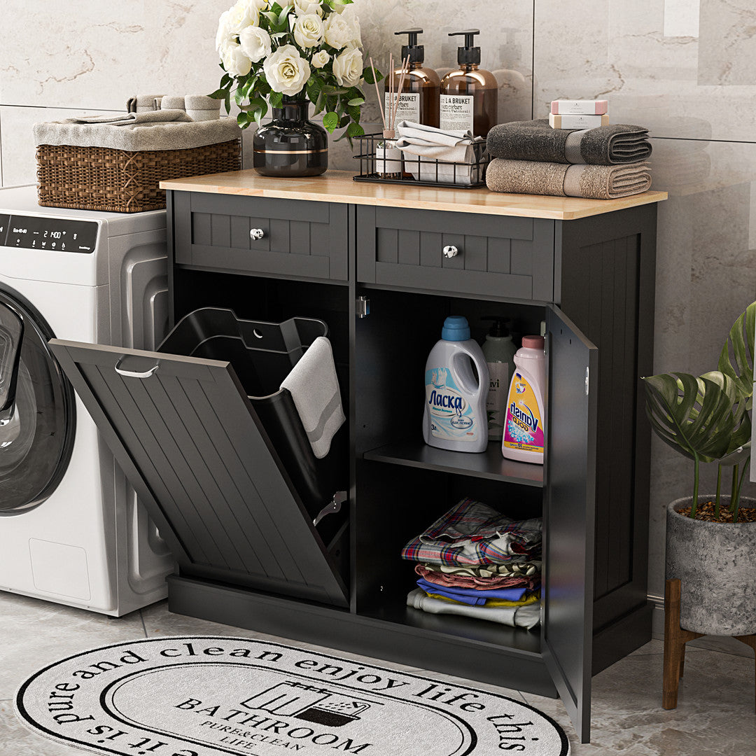 Haddockway® Single Tilt Out Trash Cabinet 13 Gallon Waste Bins Hidden Trash Bin w/ Hiddles for Kitchen