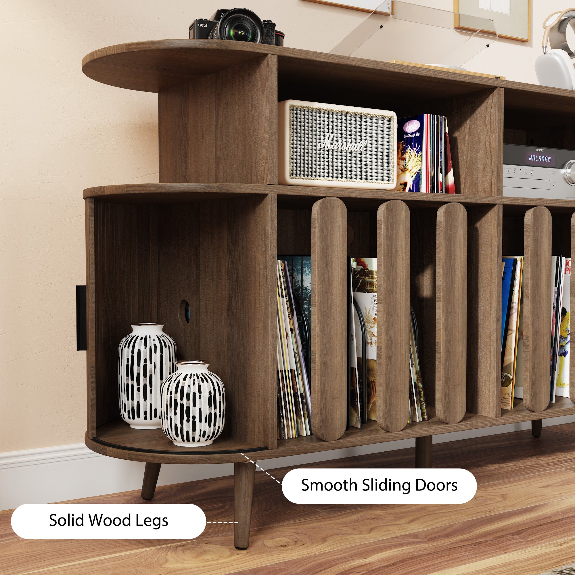 Record Player Stand with Vinyl Storage, Record Player Table