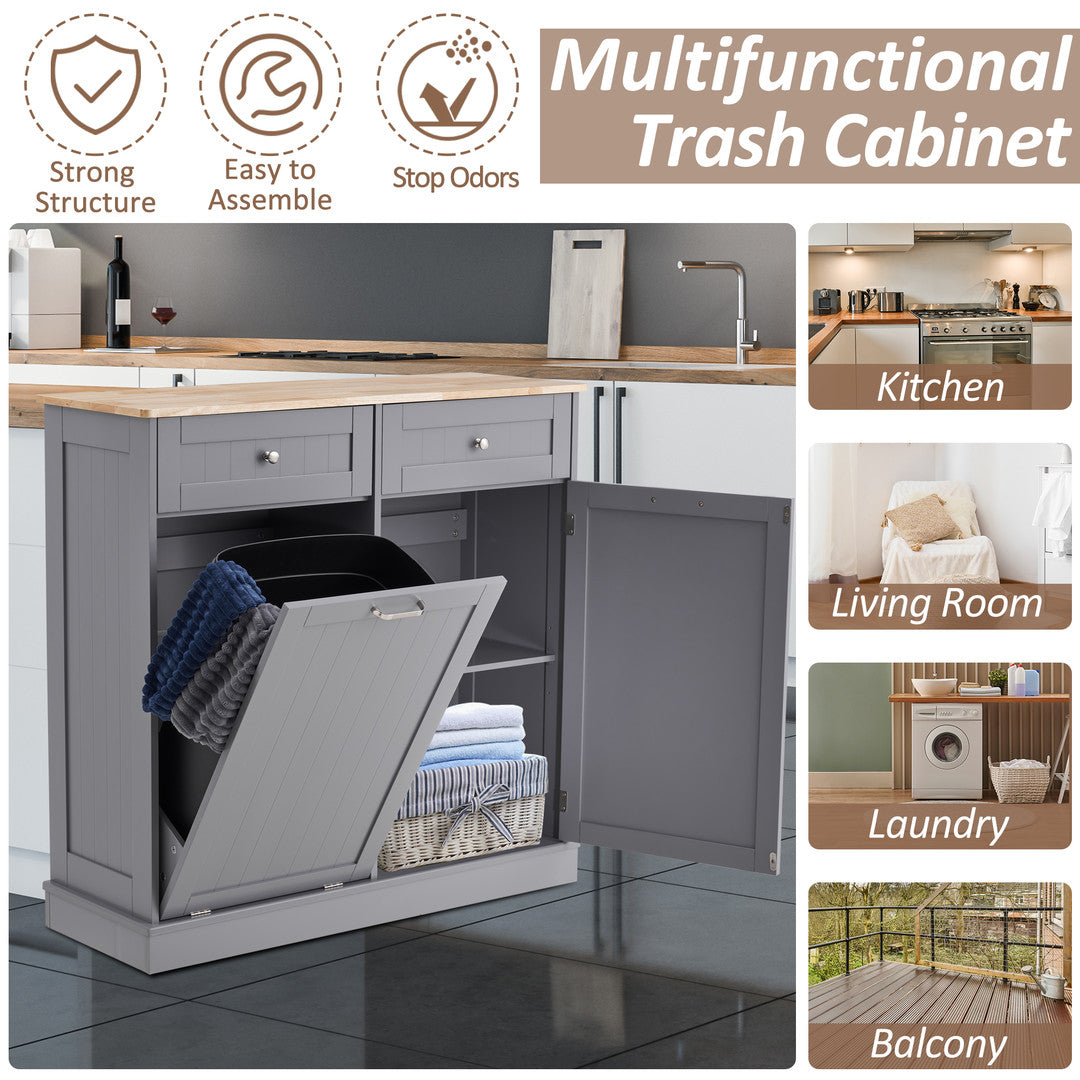 Haddockway® Single Tilt Out Trash Cabinet 13 Gallon Waste Bins Hidden Trash Bin w/ Hiddles for Kitchen